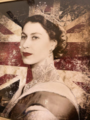 Her Majesty The Queen Portrait With Golden Frame 85Cm X 85Cm