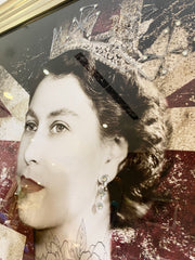 Her Majesty The Queen Portrait With Golden Frame 85Cm X 85Cm