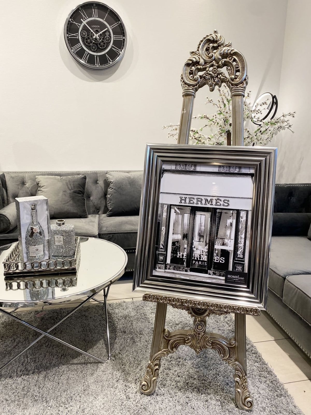 [EKM-AUTOGENERATED]Hermes Shopfront Wall Art Chrome Frame