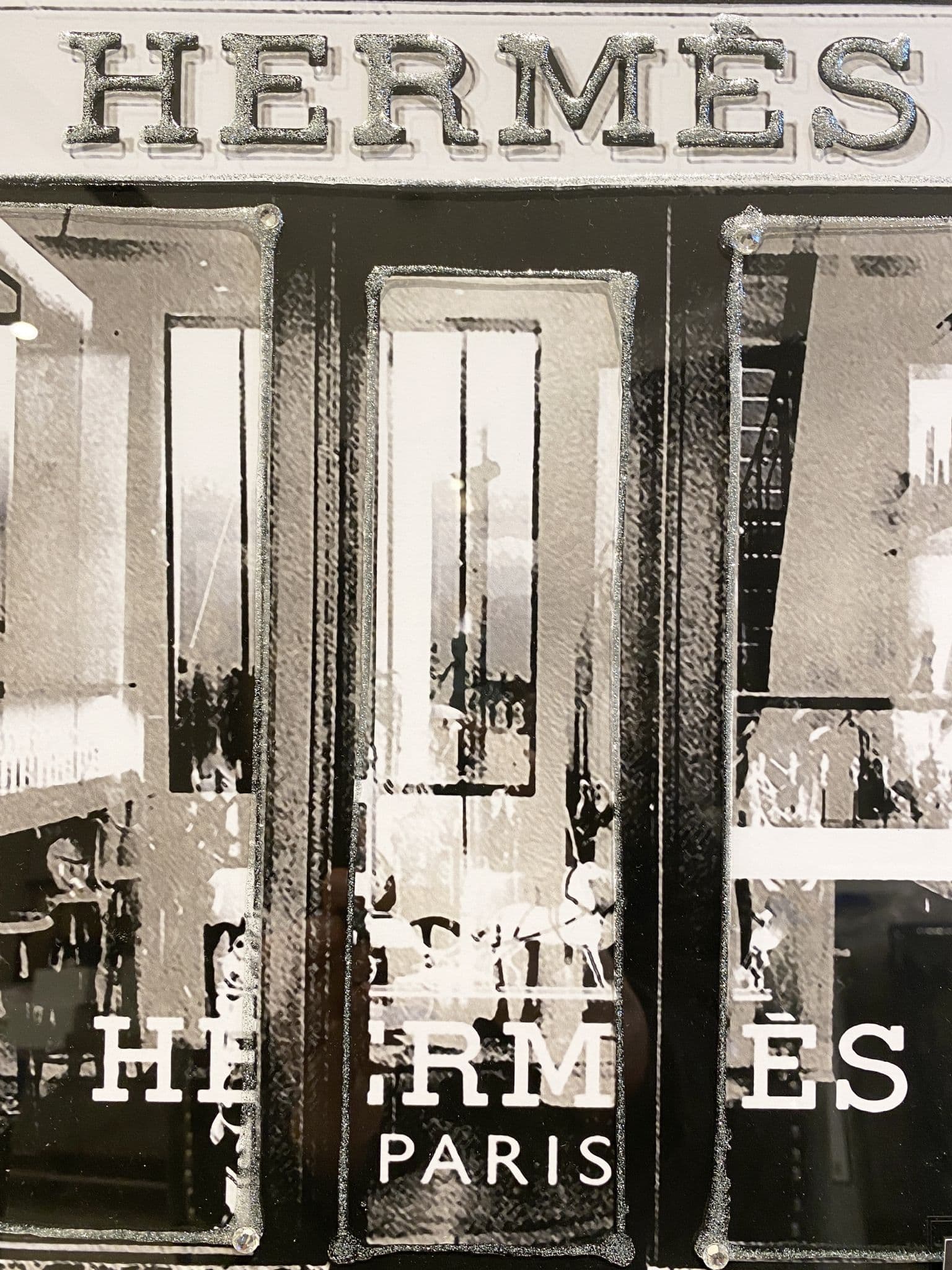 Hermes Shopfront Wall Art Chrome Frame