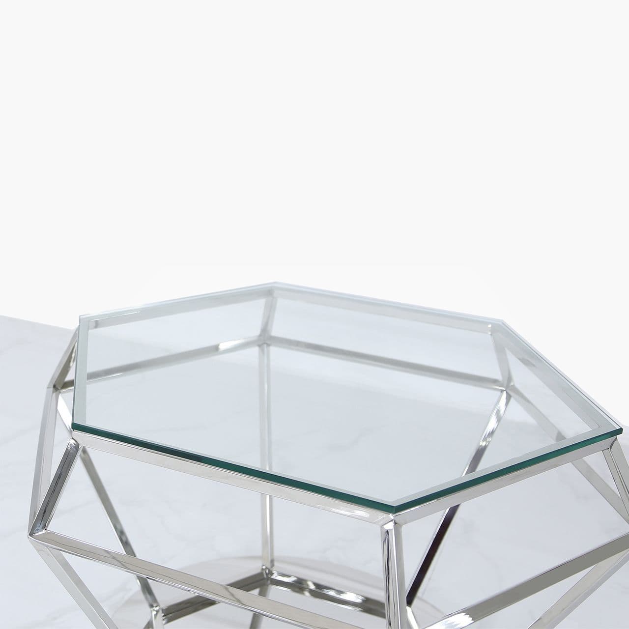 Hexagon Coffee Table  Stainless Steel