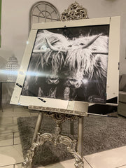 Highlander Black & White Wall Art Mirror Frame 85Cm X 85Cm