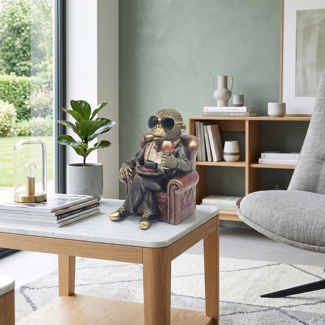 Home Luxe Chilling Gorilla Ornament 27cm - Stylish Novelty Monkey Gift