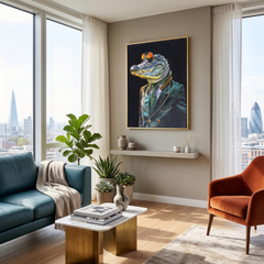 Home Luxe Crocodile Rock Glitter Wall Art 50x70cm Funky Framed Picture