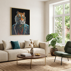 Home Luxe Jungle Tiger Wall Art 50x70cm Stylish Framed Glitter Picture