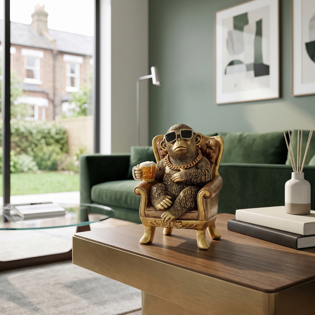 Home Luxe Gorilla Relax Ornament 17cm - Cool Funny Novelty Monkey Gift