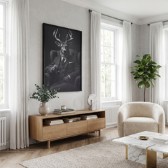 Home Luxe Framed Wall Art Stag In Suit Black & White Print 60X45Cm