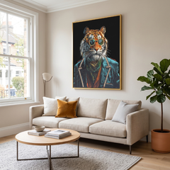 Home Luxe Jungle Tiger Wall Art 50x70cm Stylish Framed Glitter Picture
