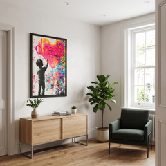 Framed Dream Heart Street Art LED Neon Light Canvas Wall Art - 40x60cm