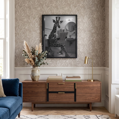 Home Luxe Giraffe Wall Art Black & White 30x40cm Funny Bathroom Prints