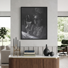 Home Luxe Woman In Bath Framed Wall Art Black & White Print 60X45Cm