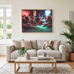 Home Luxe Highland Cows Poker Wall Art 50x70cm Fun Framed Cow Pictures