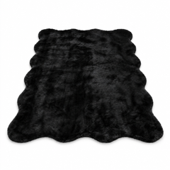 Black Scallop Edge Contrast Area Rug Contemporary Floor Mat 160 x 230cm