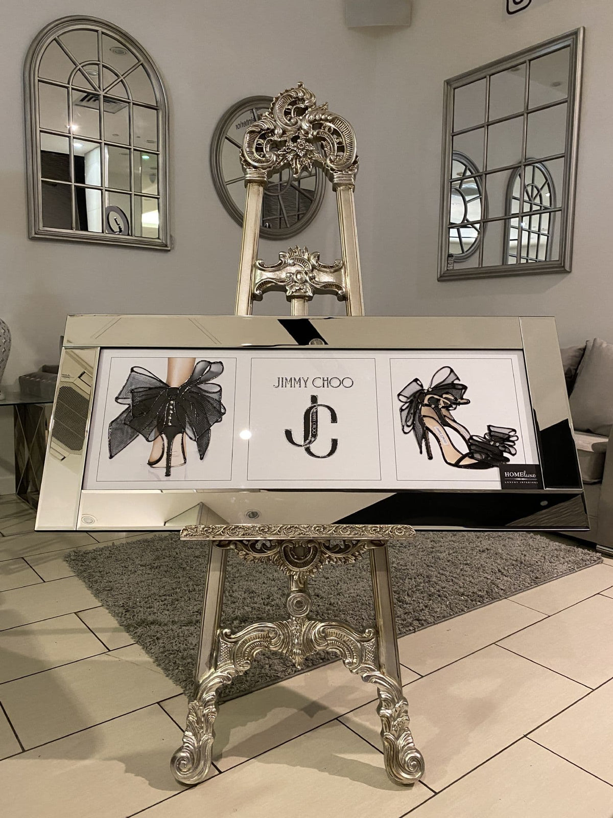 [EKM-AUTOGENERATED]Jimmy Choo Black Fashion Shoes Wall Art Mirror Frame 110Cm X 50Cm