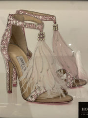 Jimmy Choo Feather Shoes Pink Wall Art Mirror Frame