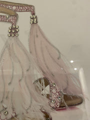 Jimmy Choo Feather Shoes Pink Wall Art Mirror Frame