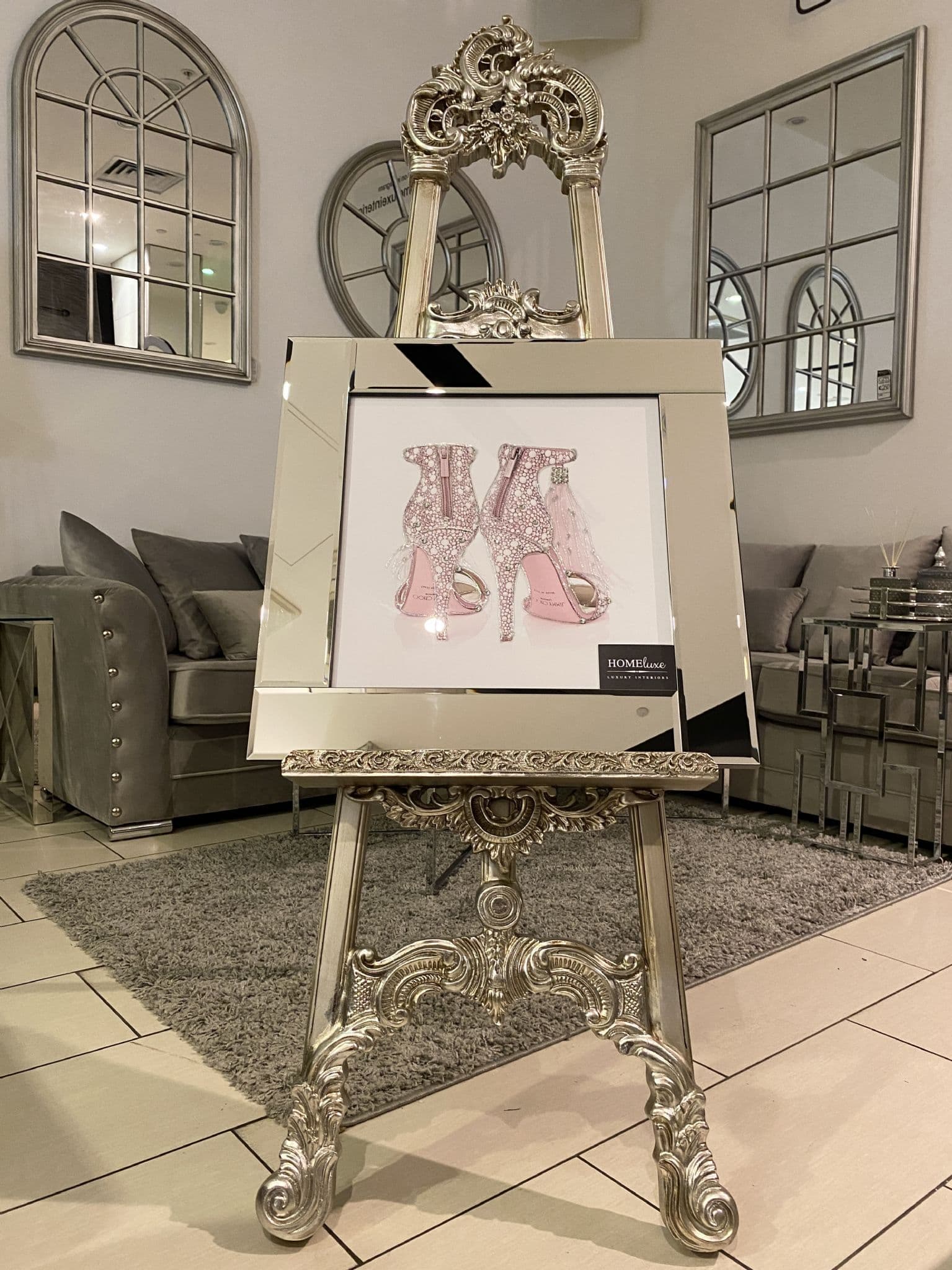 [EKM-AUTOGENERATED]Jimmy Choo Pink Shoes Back Wall Art Mirror Frame 55Cm X 55Cm