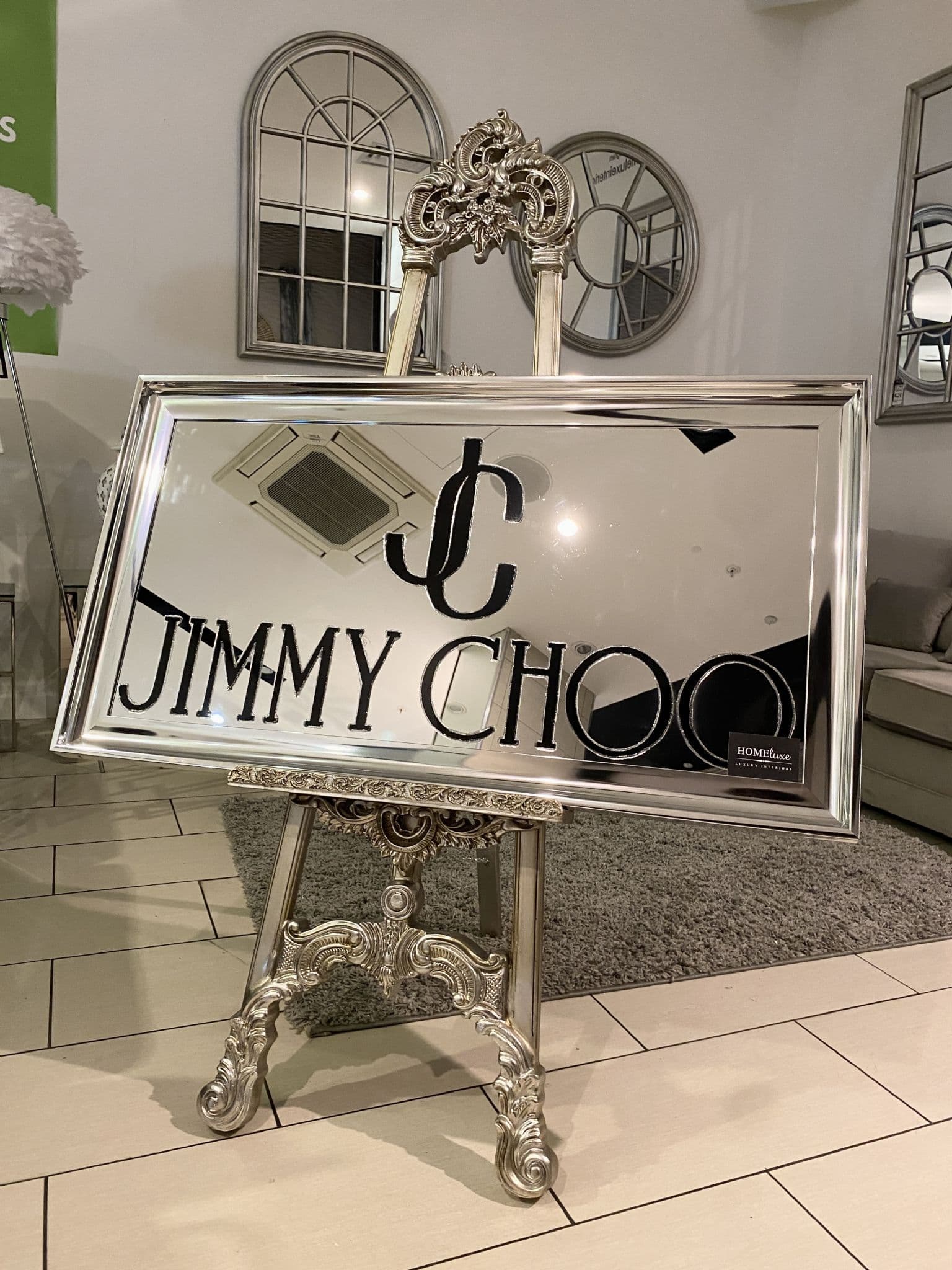 [EKM-AUTOGENERATED]Jimmy Choo Signature Mirror Wall Art Chrome Step Frame 115Cm X 65Cm