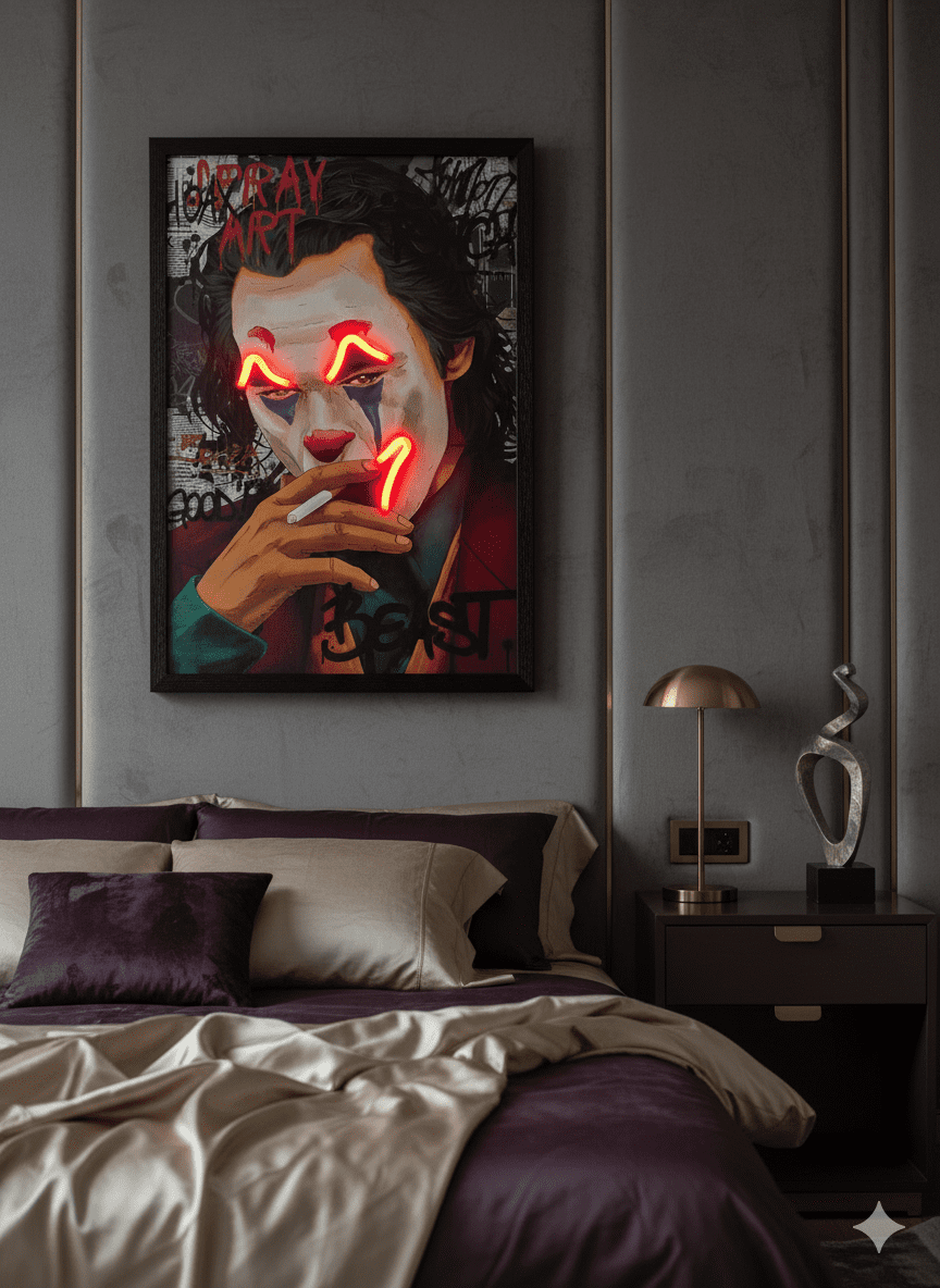 Joker Neon LED Wall Art - 40x60cm USB Powered Canvas - Home Luxe Interior