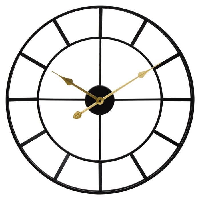 [EKM-AUTOGENERATED]Kent Large Black Finish Metal Wall Clock - Home Luxe Interior