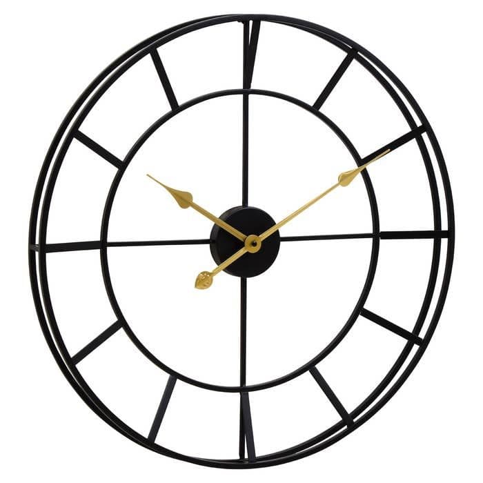 Kent Large Black Finish Metal Wall Clock - Home Luxe Interior