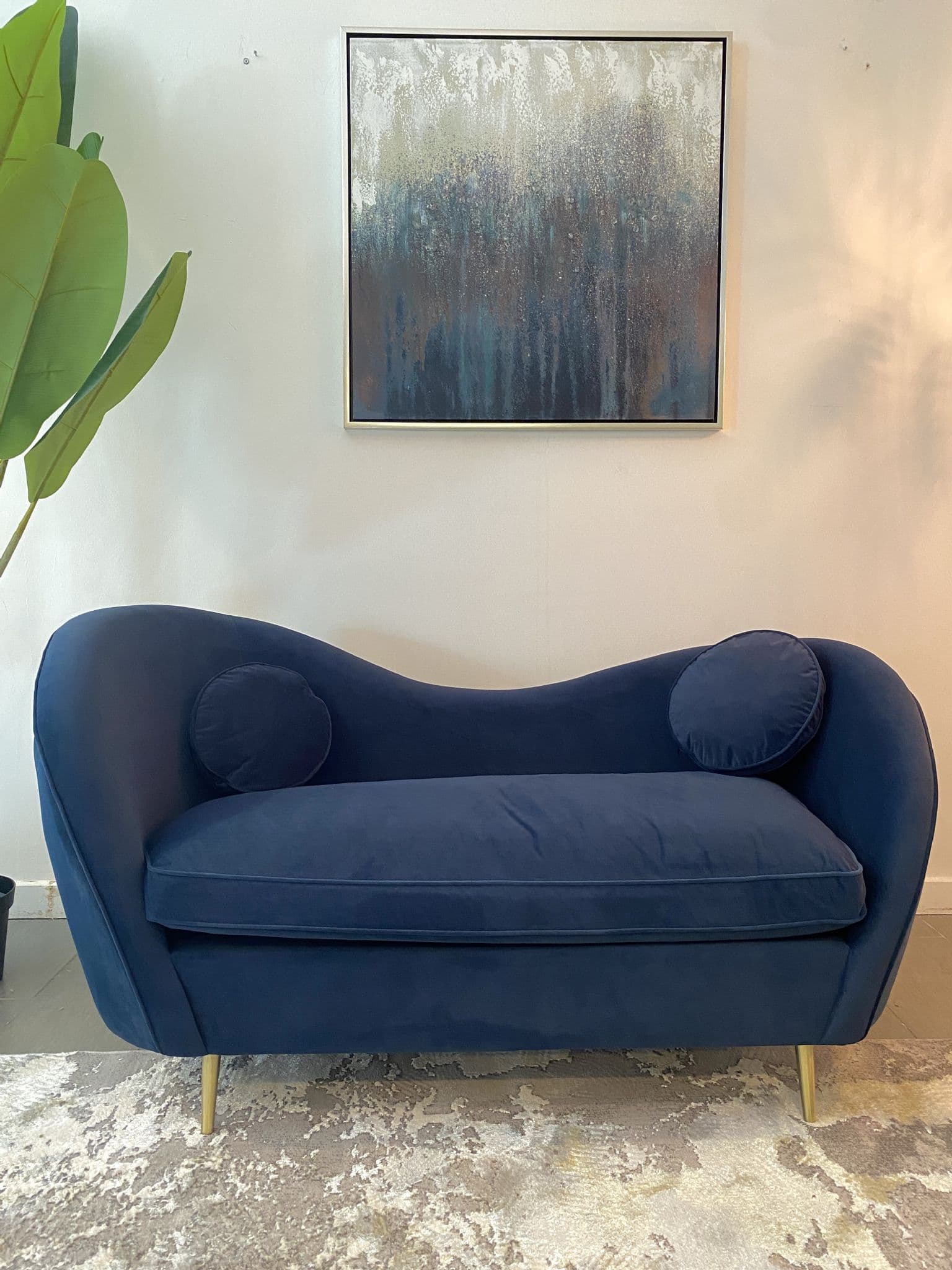 [EKM-AUTOGENERATED]Kooper 2 Seater Sofa Ocean Blue Recycled Velvet