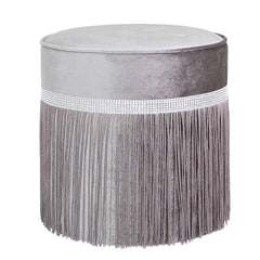 [EKM-AUTOGENERATED]Lace Round Velvet Stool in Grey