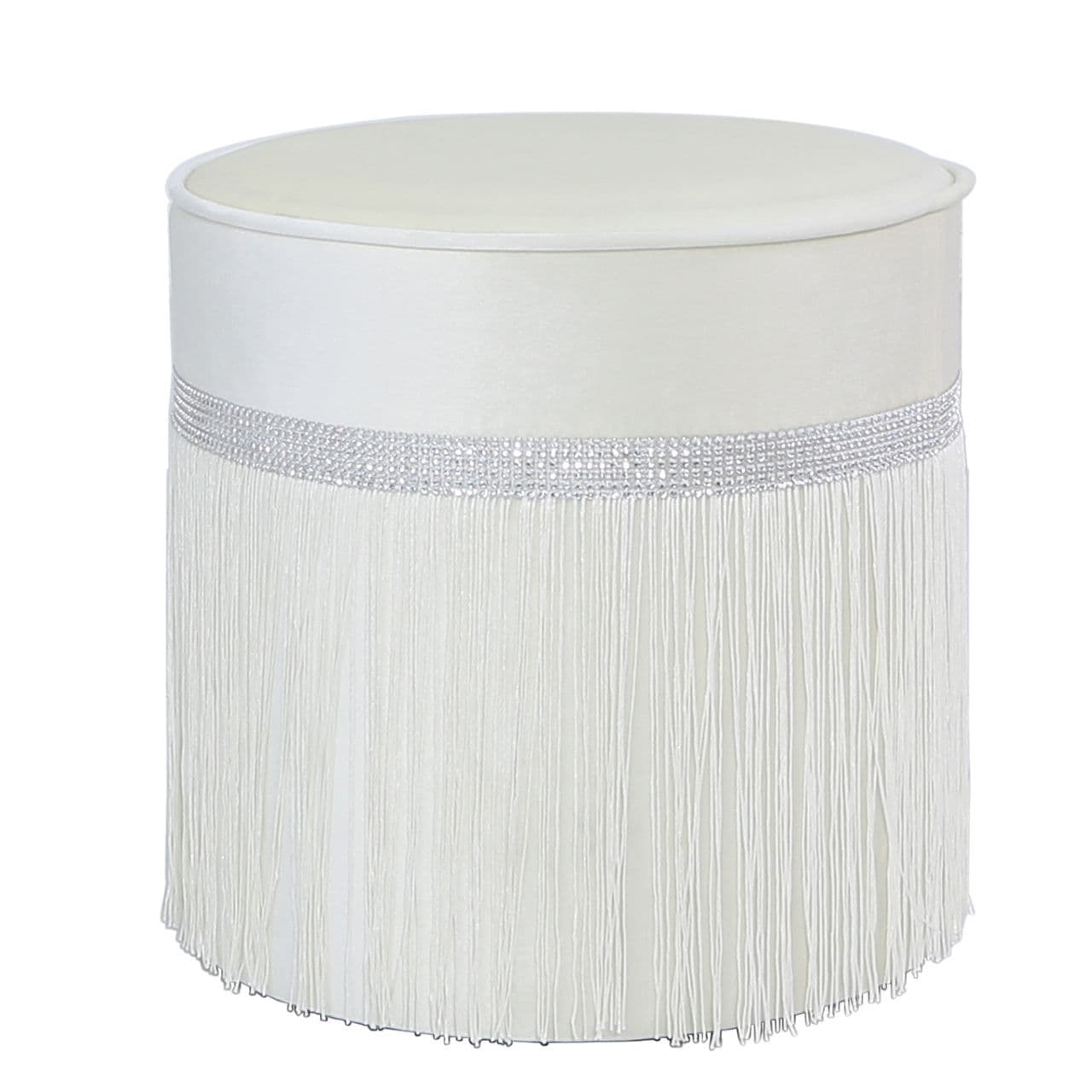 [EKM-AUTOGENERATED]Lace Round Velvet Stool in Ivory