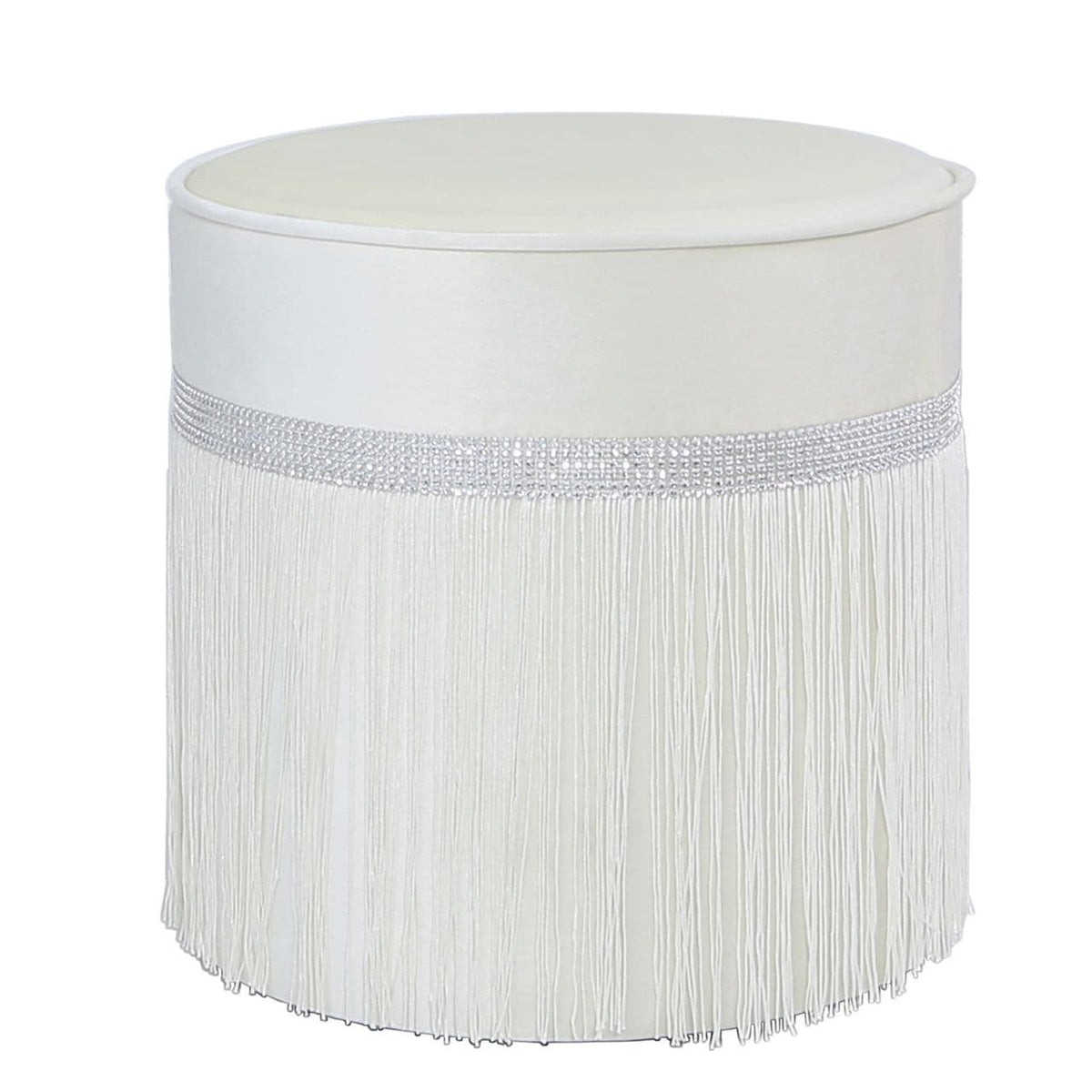 [EKM-AUTOGENERATED]Lace Round Velvet Stool in Ivory