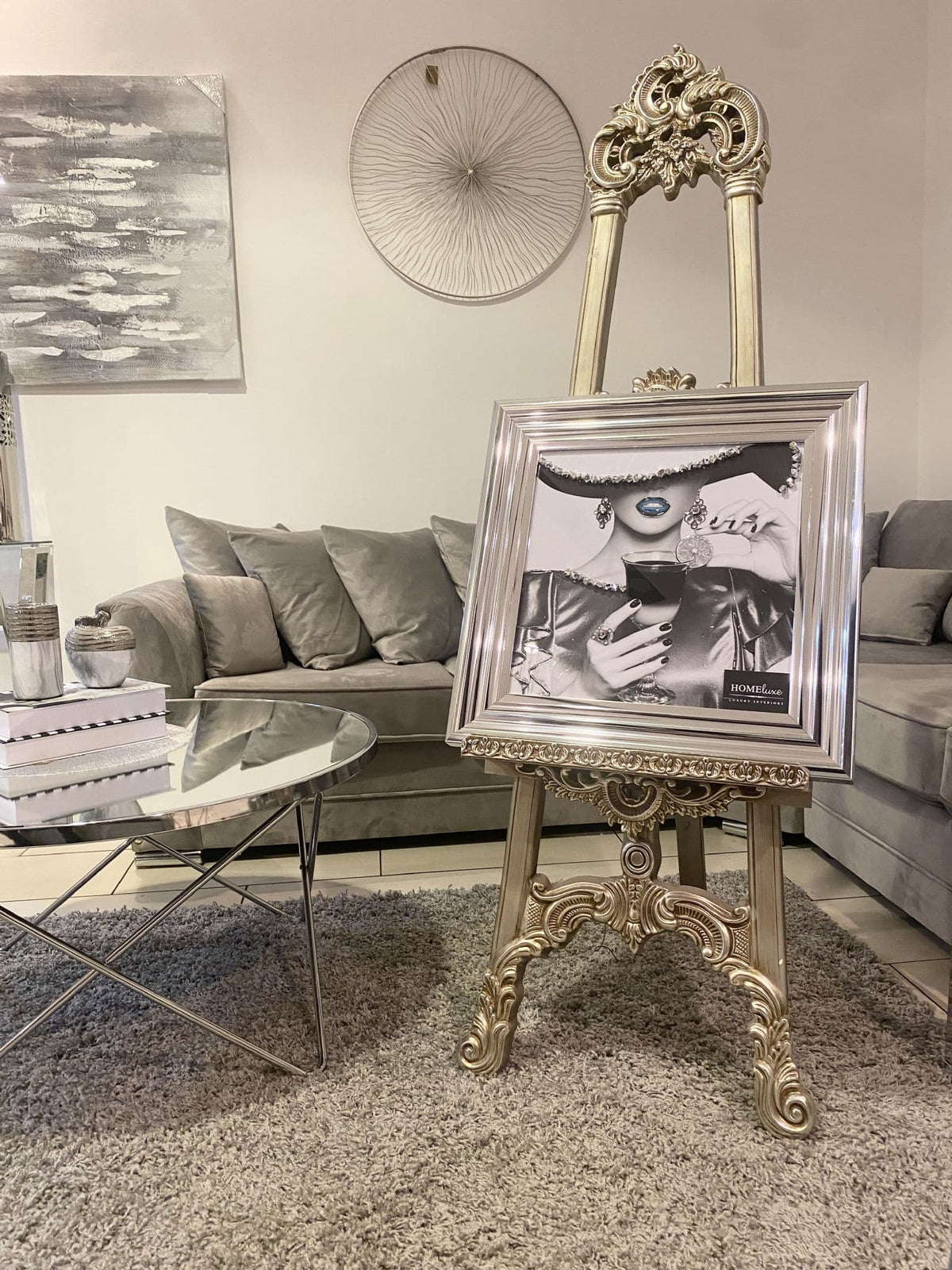 [EKM-AUTOGENERATED]Lady Drinks Cocktail Wall Art Chrome Step Frame