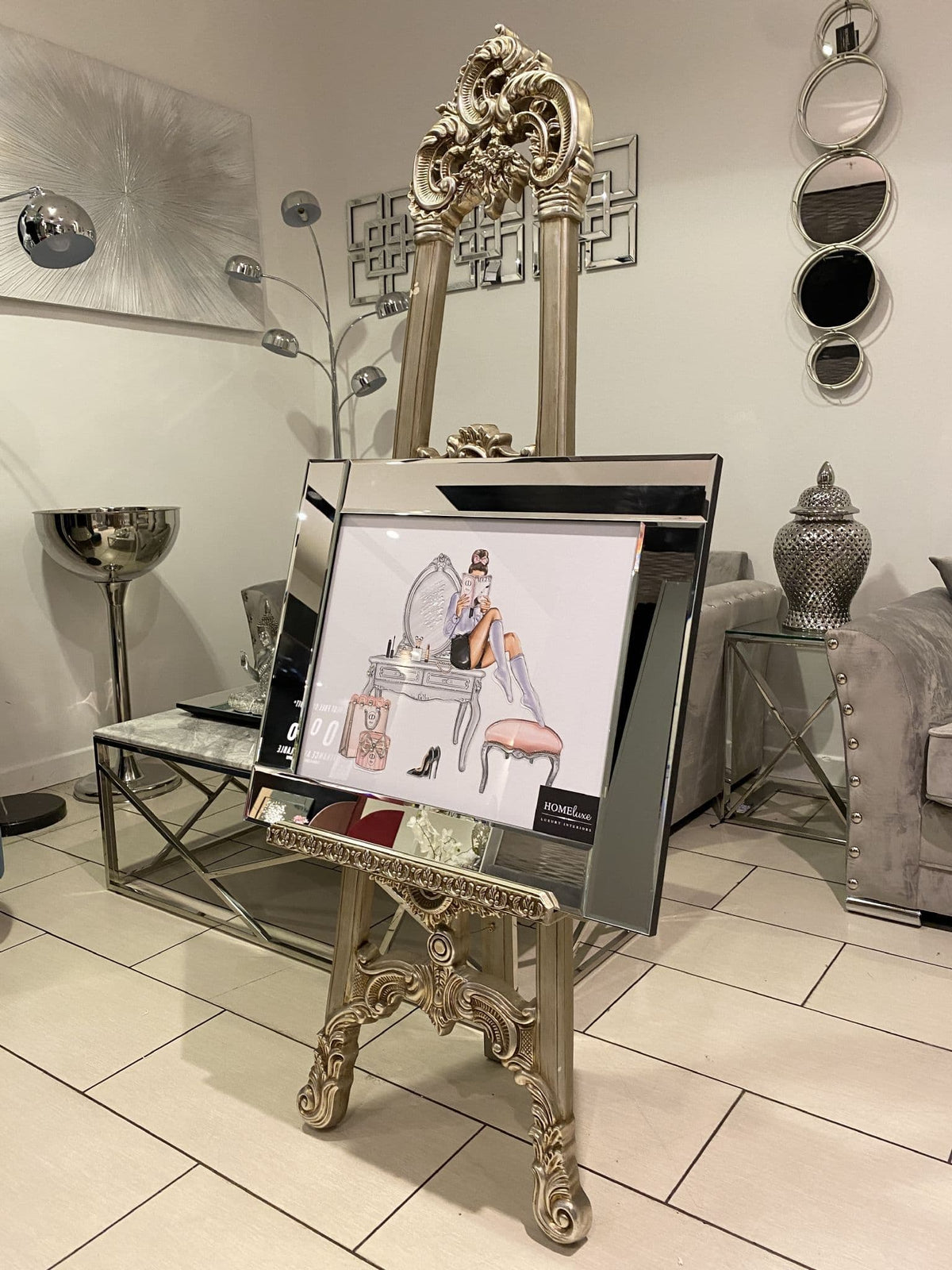 [EKM-AUTOGENERATED]Lady Sitting On Dresser Wall Art Mirror Frame