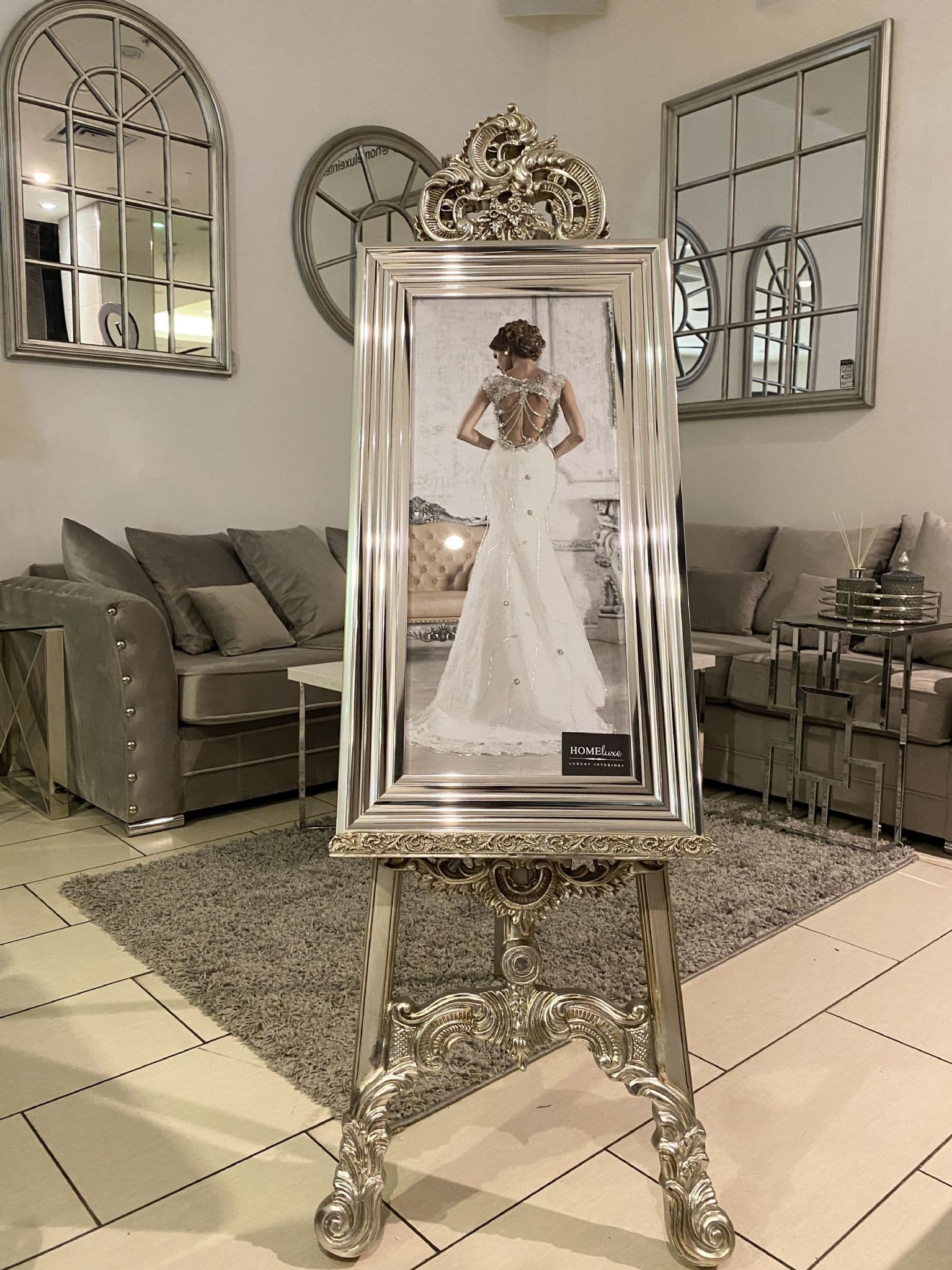 [EKM-AUTOGENERATED]Lady Wedding Dress Left Wall Art Chrome Step Frame 85Cm X 45Cm