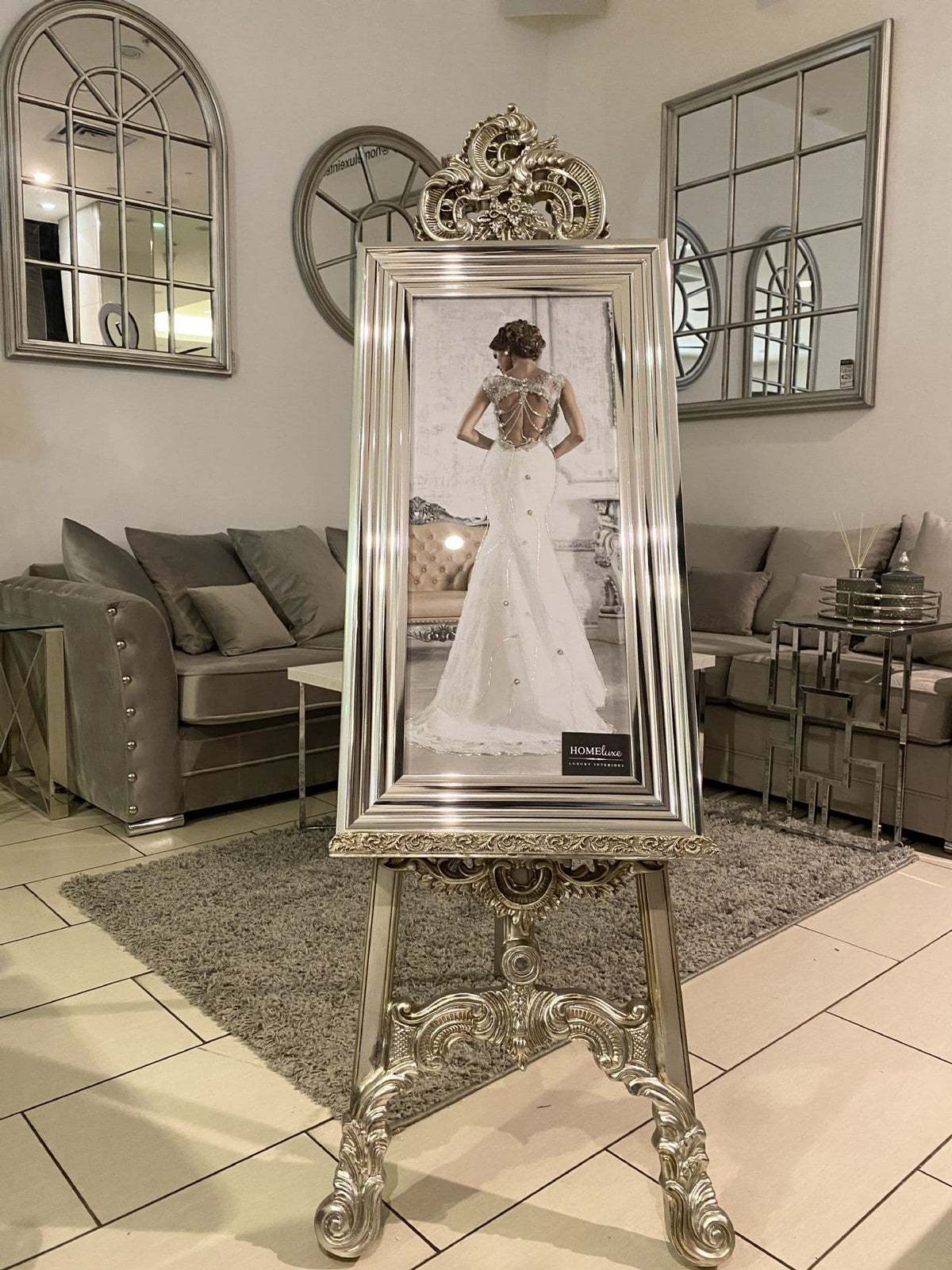 [EKM-AUTOGENERATED]Lady Wedding Dress Left Wall Art Chrome Step Frame 85Cm X 45Cm