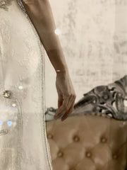 Lady Wedding Dress Right Wall Art Chrome Step Frame 85Cm X 45Cm