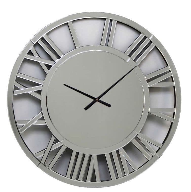 Large Roman Style Round Mirror Clock 80cm