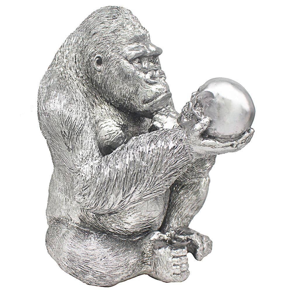[EKM-AUTOGENERATED]Large Silver Art Gorilla Thinker Statue