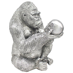 [EKM-AUTOGENERATED]Large Silver Art Gorilla Thinker Statue