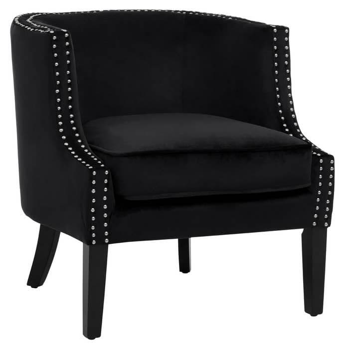 [EKM-AUTOGENERATED]Larissa Black Velvet Studded Chair Home Luxe Interior