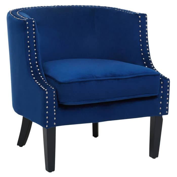 [EKM-AUTOGENERATED]Larissa Blue Velvet Studded Chair Home Luxe Interior