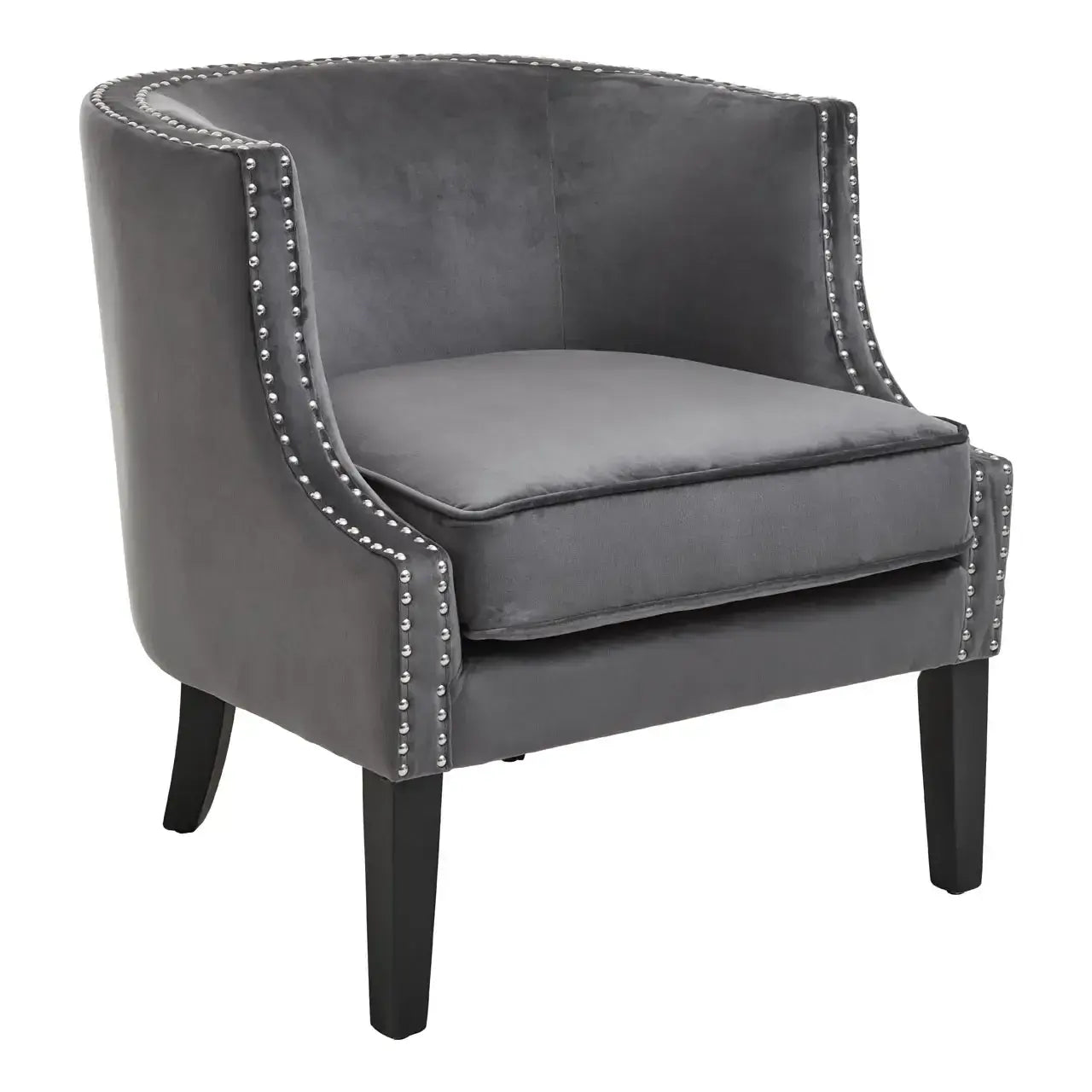 [EKM-AUTOGENERATED]Larissa Grey Velvet Studded Chair