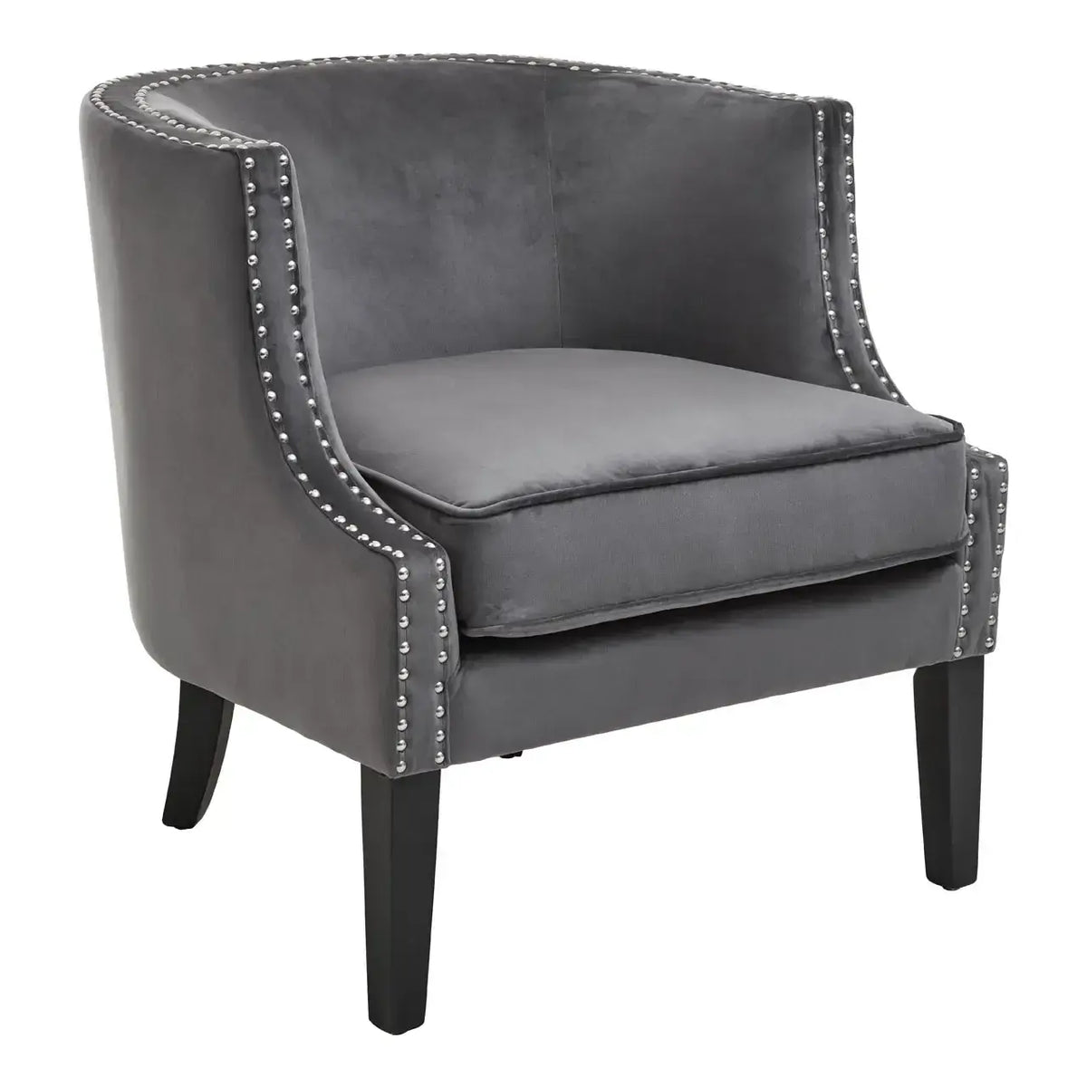 [EKM-AUTOGENERATED]Larissa Grey Velvet Studded Chair