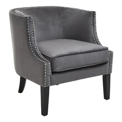 [EKM-AUTOGENERATED]Larissa Grey Velvet Studded Chair