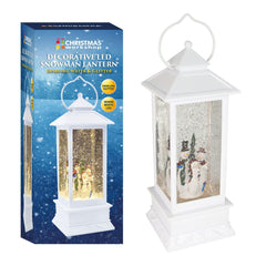 [EKM-AUTOGENERATED]LED Glitter Snowman Lantern White
