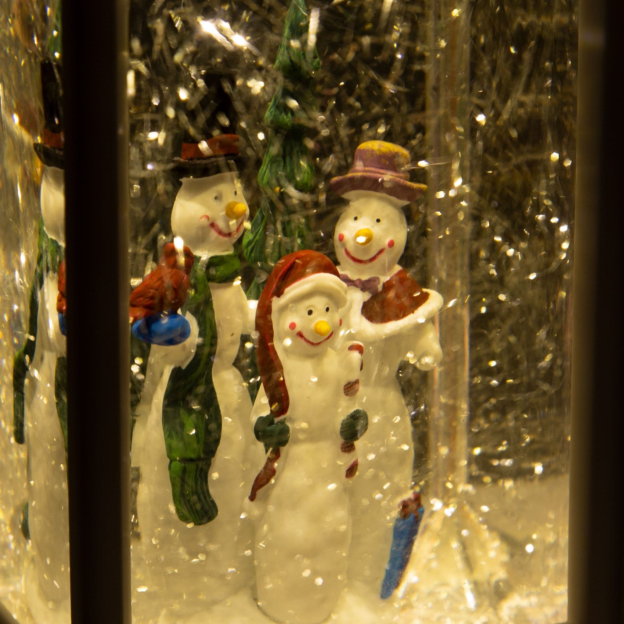 LED Glitter Snowman Lantern White