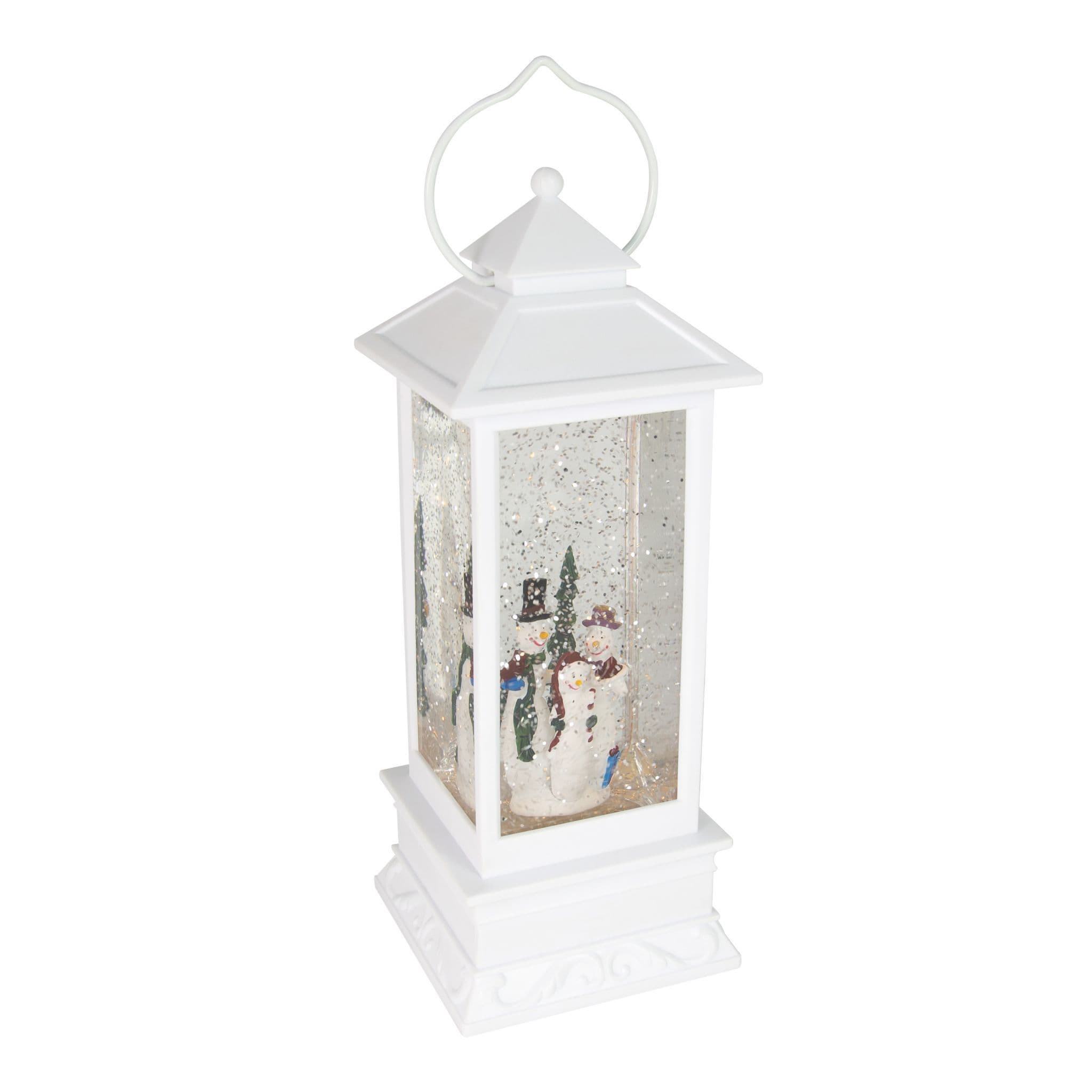 LED Glitter Snowman Lantern White