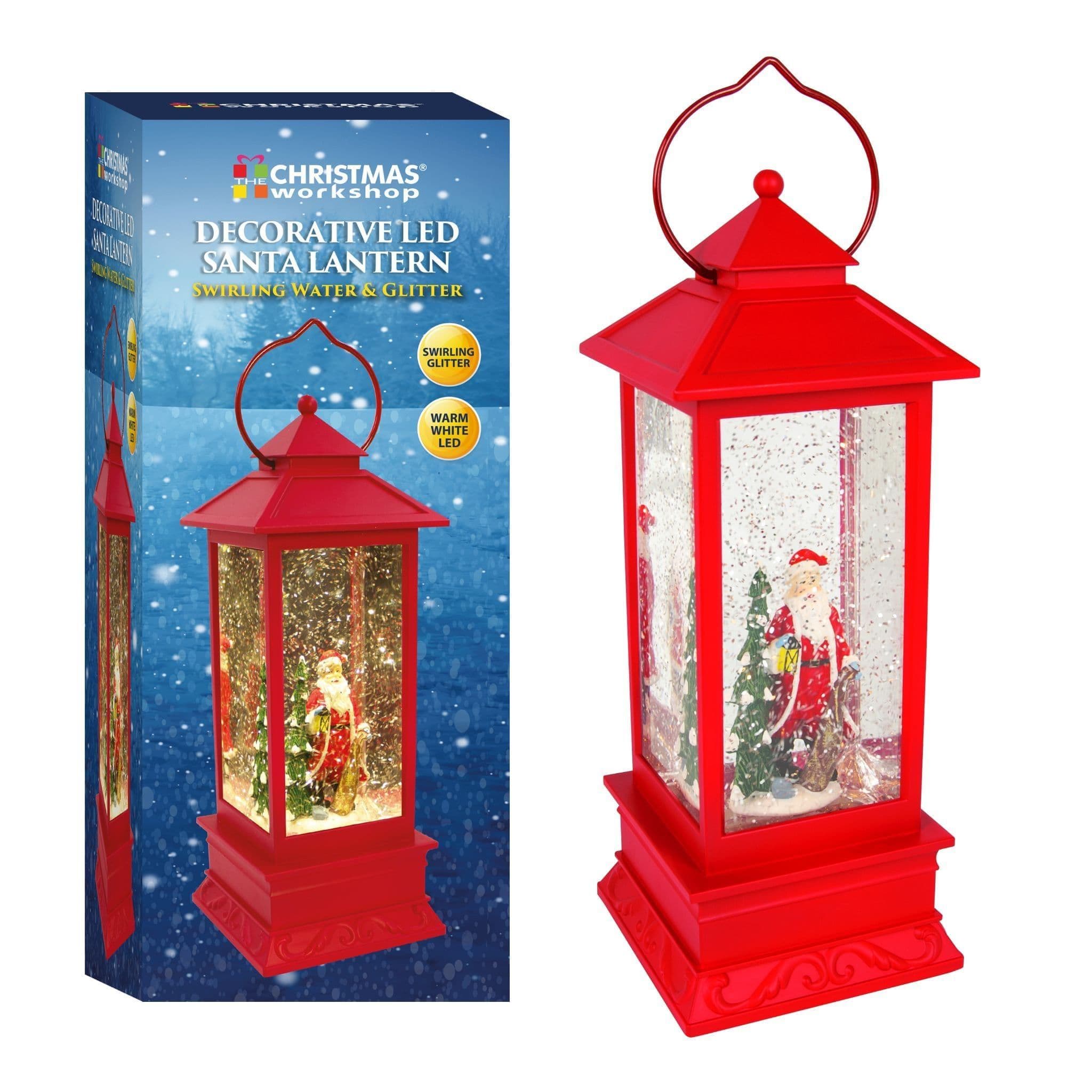 [EKM-AUTOGENERATED]LED Water & Glitter Santa Lantern Red