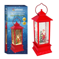 [EKM-AUTOGENERATED]LED Water & Glitter Santa Lantern Red