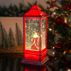 [EKM-AUTOGENERATED]LED Water & Glitter Santa Lantern Red