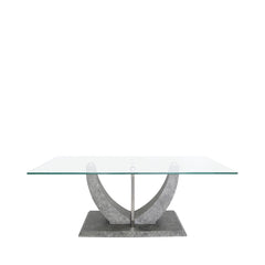 [EKM-AUTOGENERATED]Leo Coffee Table Grey And Steel With Glass Top