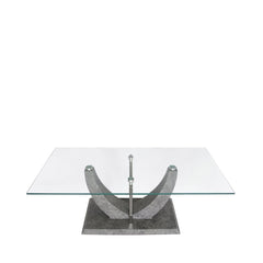 Leo Coffee Table Grey And Steel With Glass Top